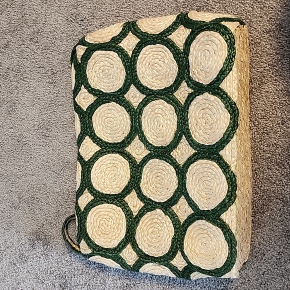 Green and natural straw shoulder bag - Picture 2 of 3